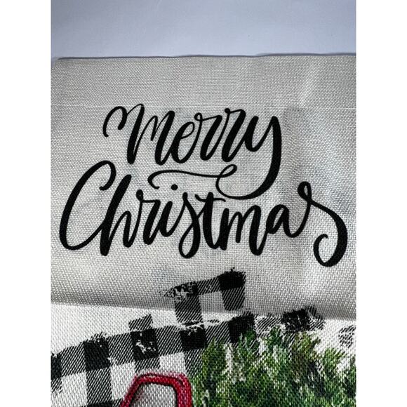 NEW Christmas Garden Yard Flag Buffalo Plaid Red Old Truck Canvas Double Sided - Picture 2 of 8